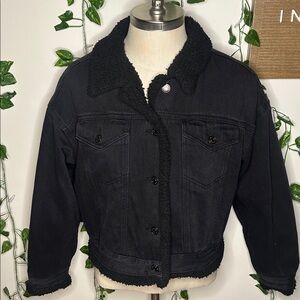 Target Wild Fable Black Sherpa Lined Jean Jacket